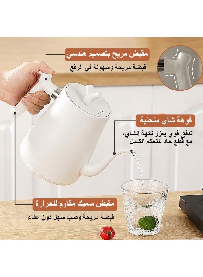 فلوكسهوم غلاية برقبة إوزة سعة 1 لتر V60 لتحضير القهوة بطريقة الصب اليدوي، غلاية ماء ساخن مع ضبط درجة الحرارة بواسطة مقبض وعرض رقمي، عزل حراري تلقائي، مصنوعة من الستانلس ستيل، قدرة 1000 واط، مناسبة للمنزل والمكتب (أسود) - Image 3